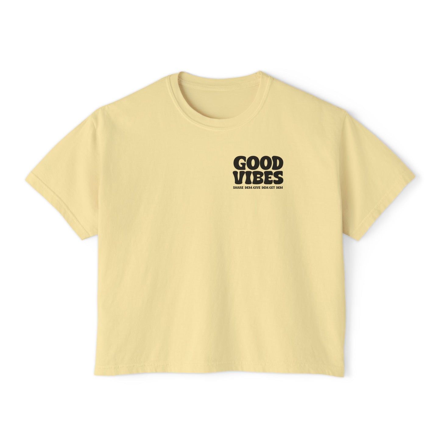 Good Vibes Women's Boxy Tee | Pastel Crop Top with Positive Energy & Spiritual Style