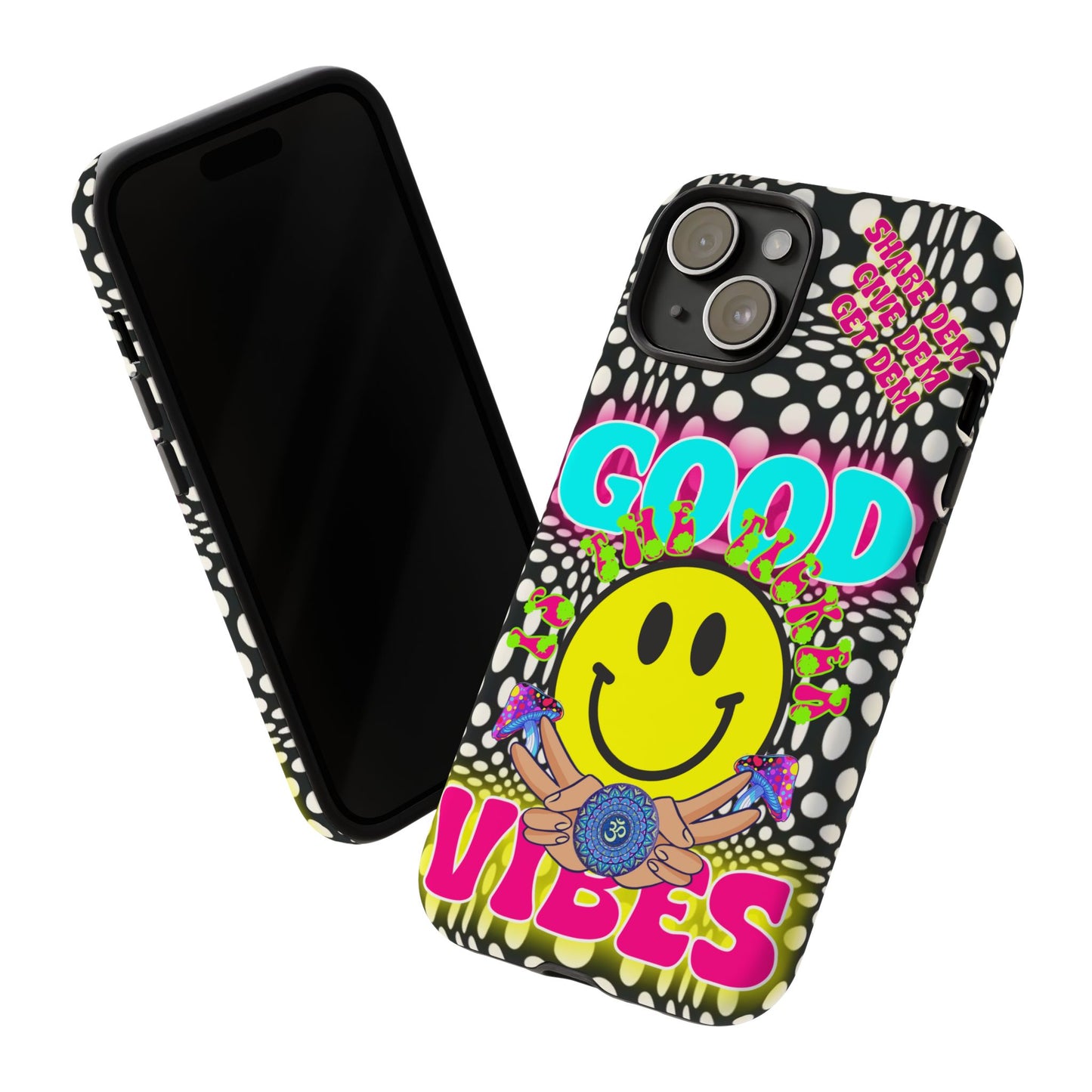 Positive Energy Phone Case – Psychedelic Optical Illusion Design with Good Vibes Smiley – Spiritual Crypto Merch