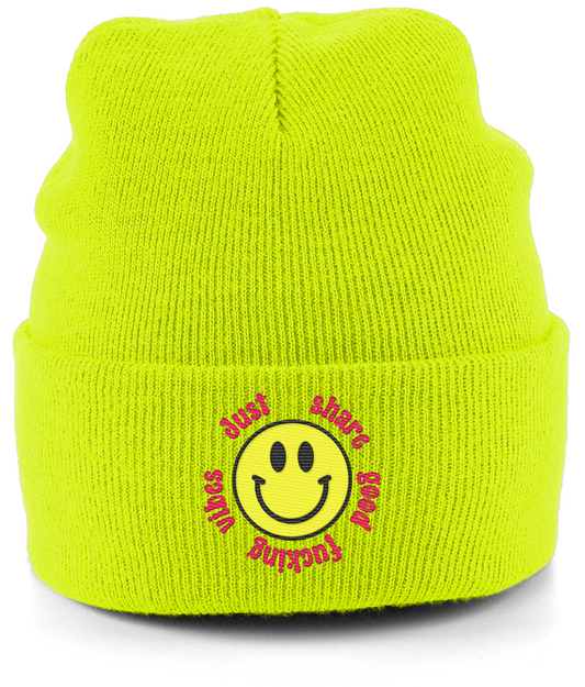 good fucking vibes beanie neon yellow