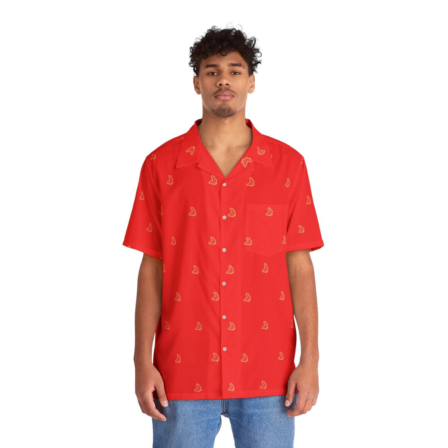 Polka Coq Hawaiian shirt red