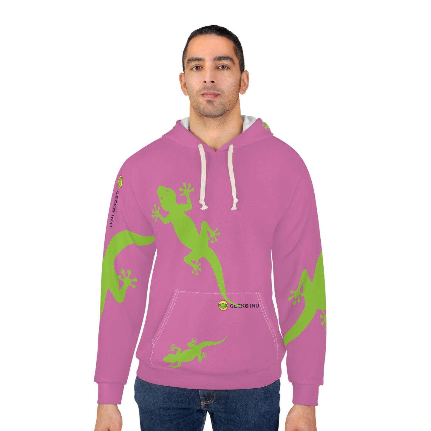 Gecko Inu print hoody pink