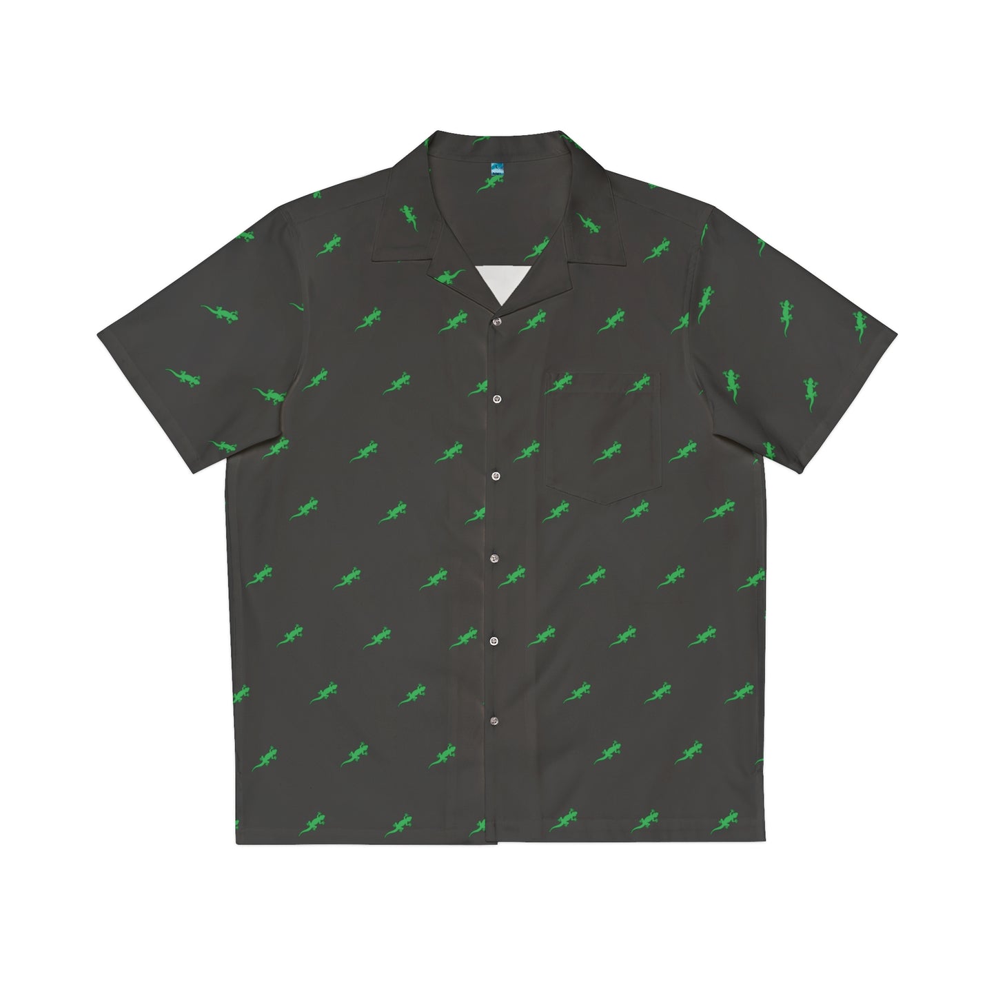 Gecko inu Hawaiian shirt black and green