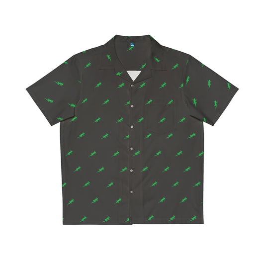 Gecko inu Hawaiian shirt black and green