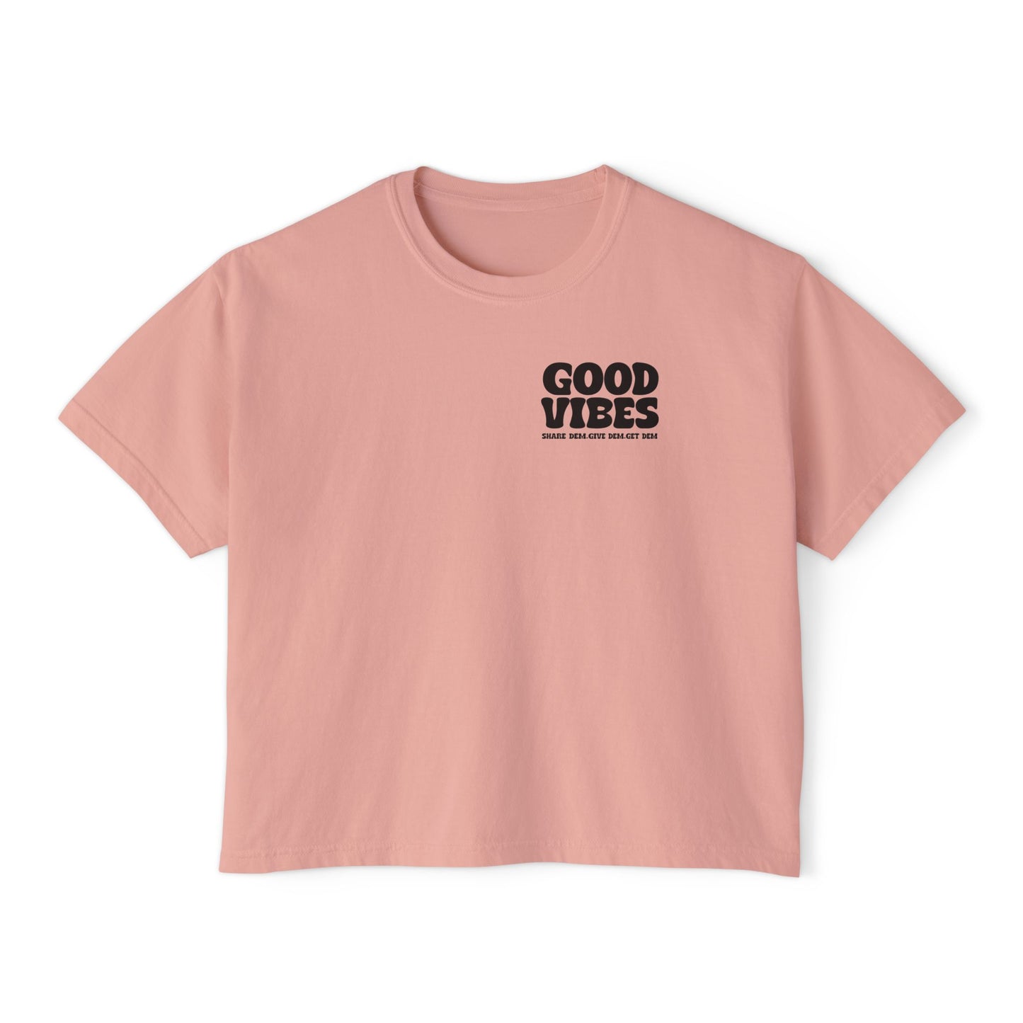 Good Vibes Women's Boxy Tee | Pastel Crop Top with Positive Energy & Spiritual Style