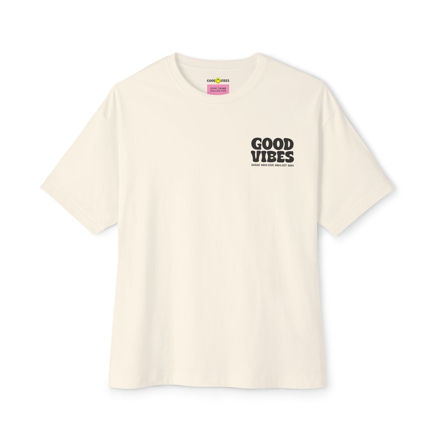 Unisex Oversized Good Vibes T-Shirt | Boxy Fit, Pastel & Neutral Shades, Spiritual Crypto Merch