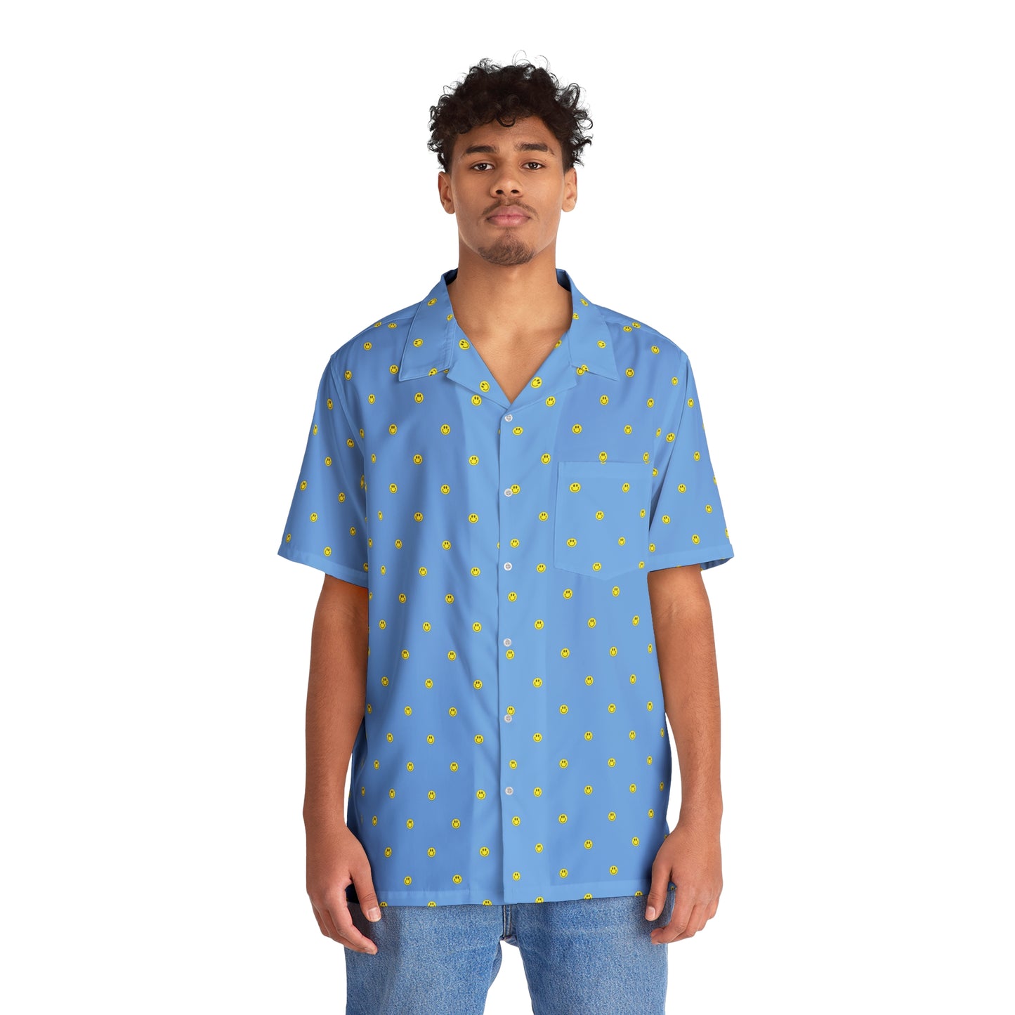 Smiley face shirt blue