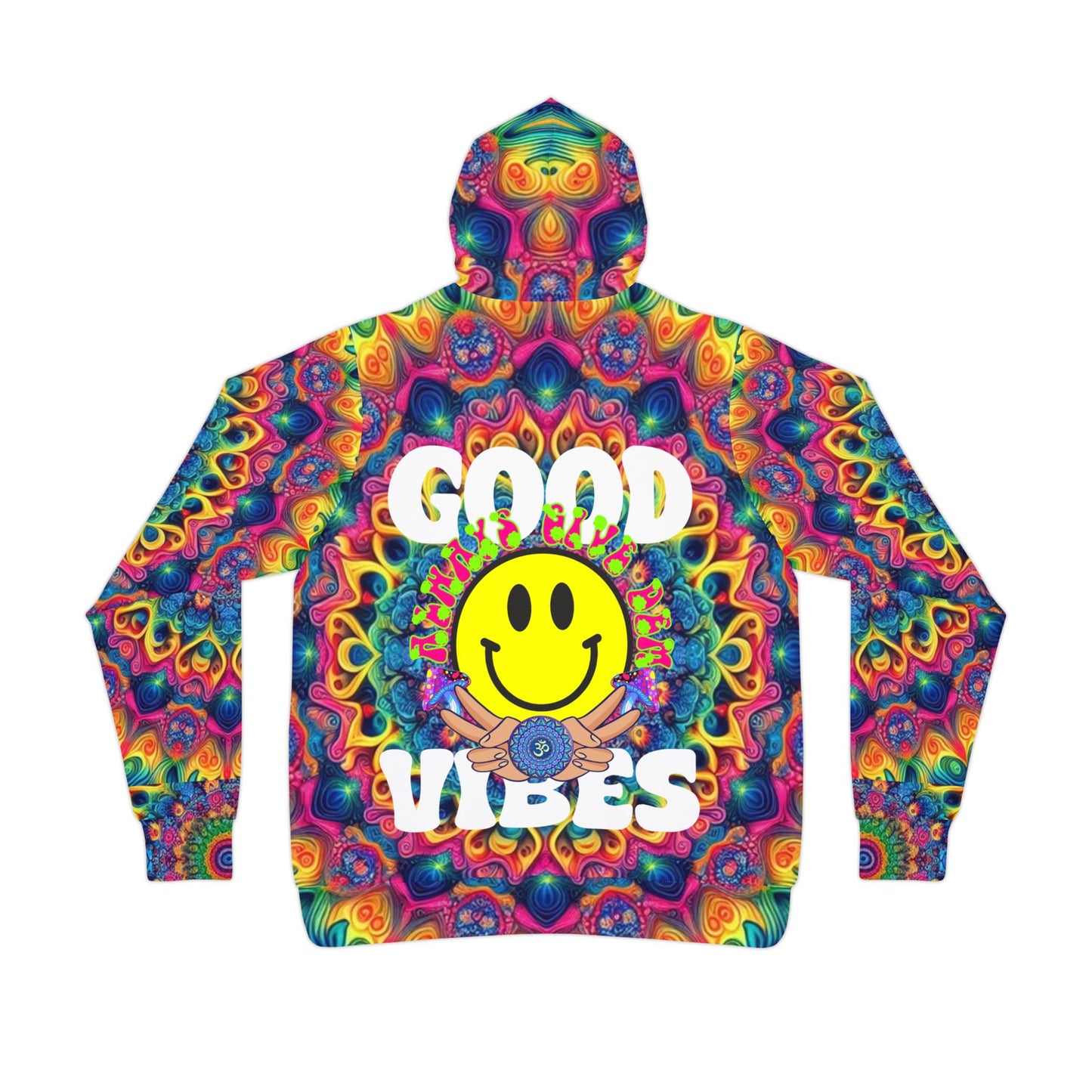 Mandala Print Hoodie with Good Vibes | Spiritual & Crypto-Inspired Clothing