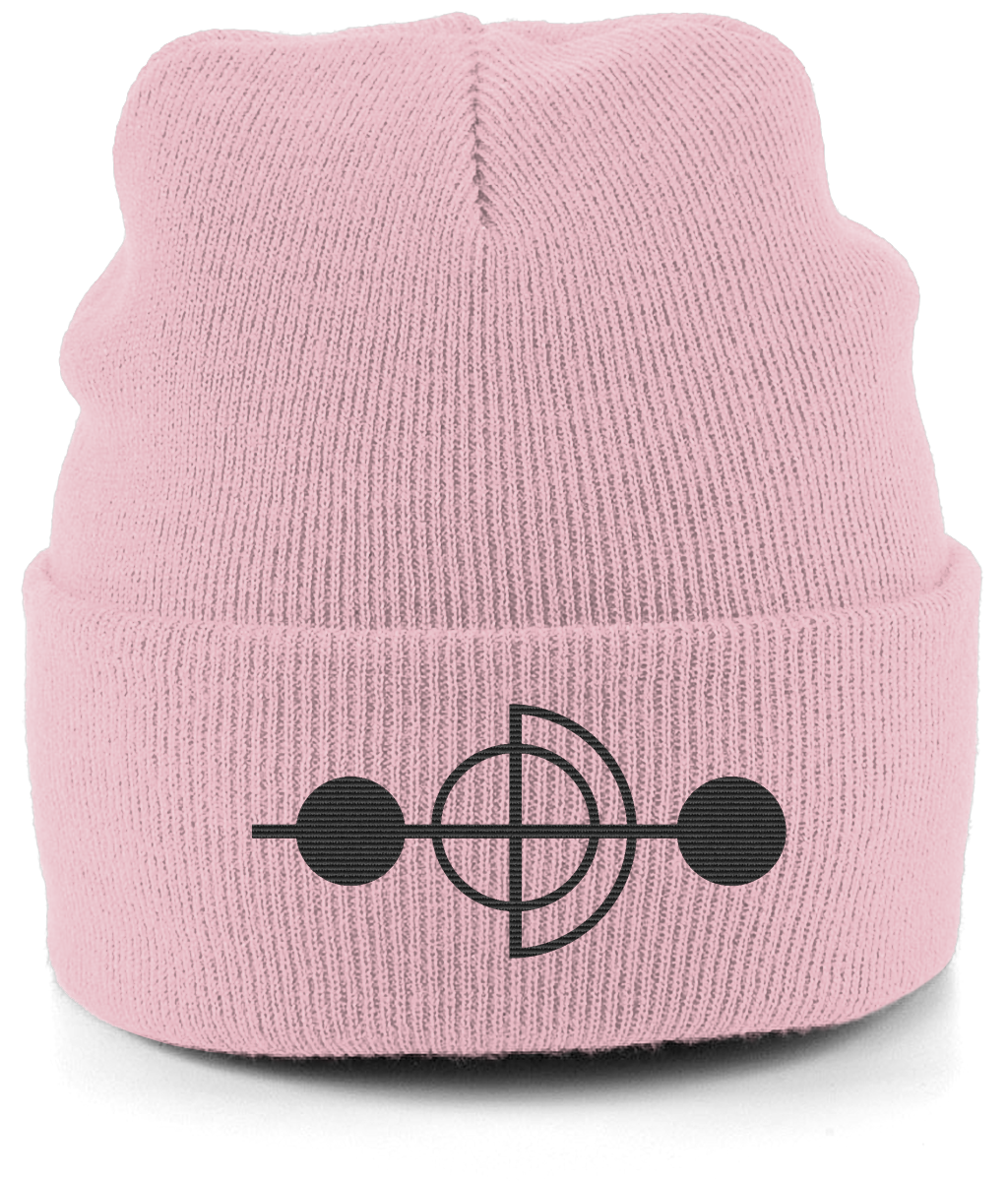 Cuffed Beanie 3 cities logo crop circle design BLACK