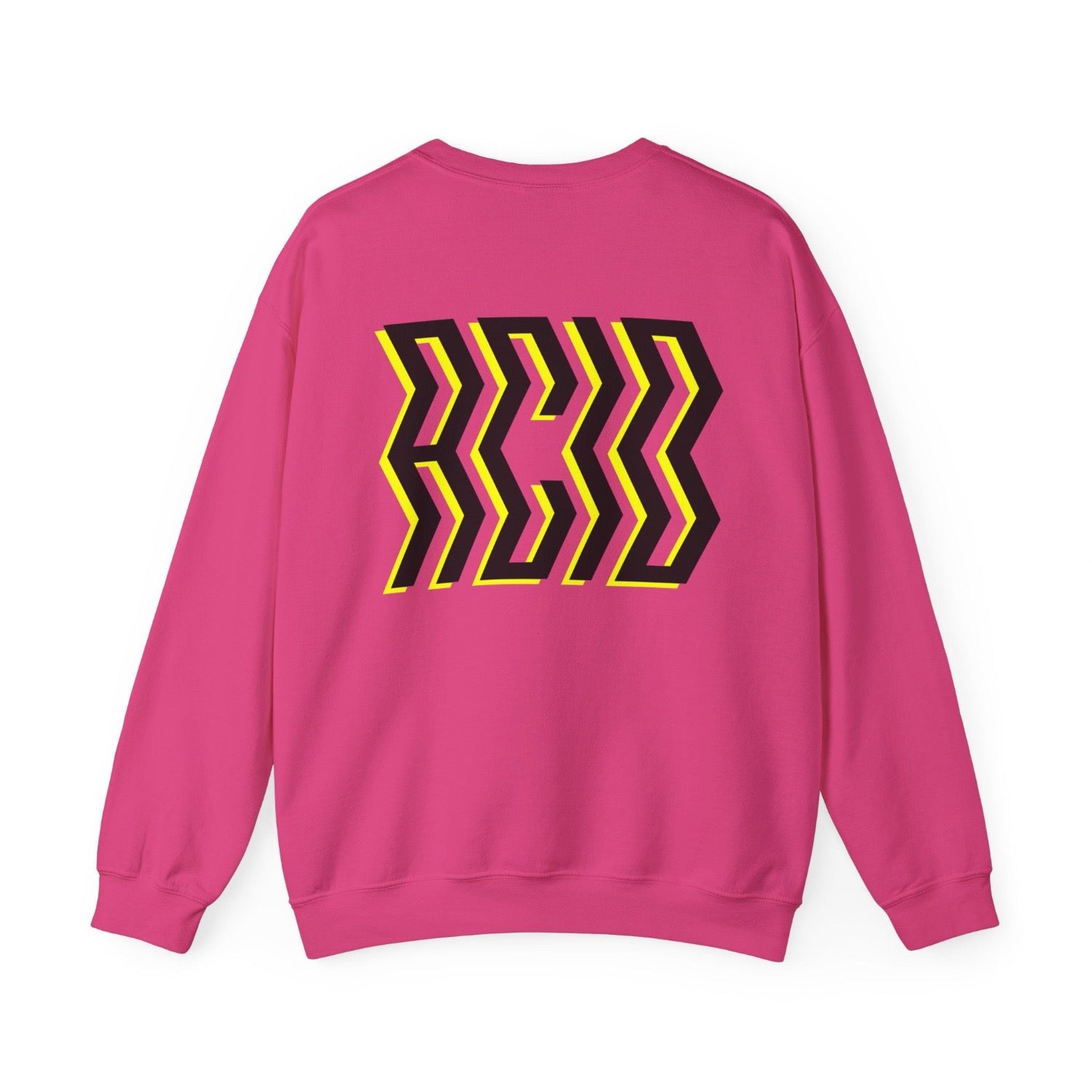 Acid house sweatshirt, hot pink with bold 90's style back print, inspired by nineties rave fashion