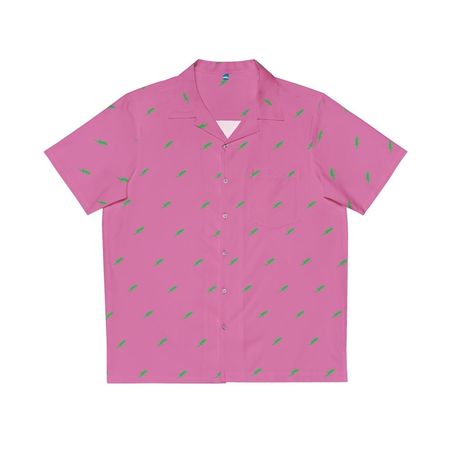 Gecko inu Hawaiian shirt pink and green