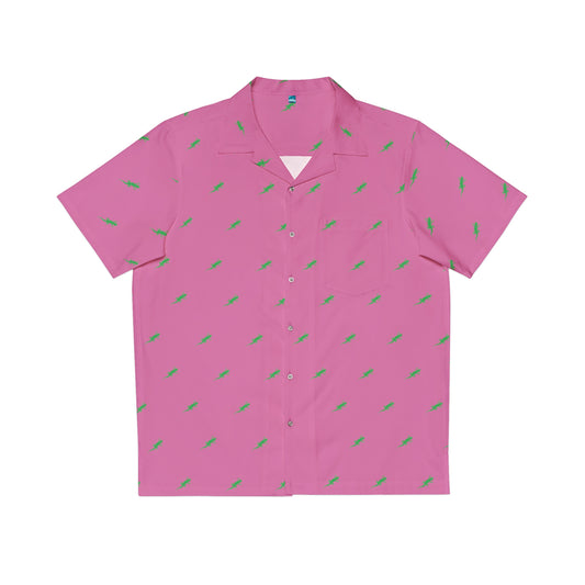 Gecko inu Hawaiian shirt pink and green