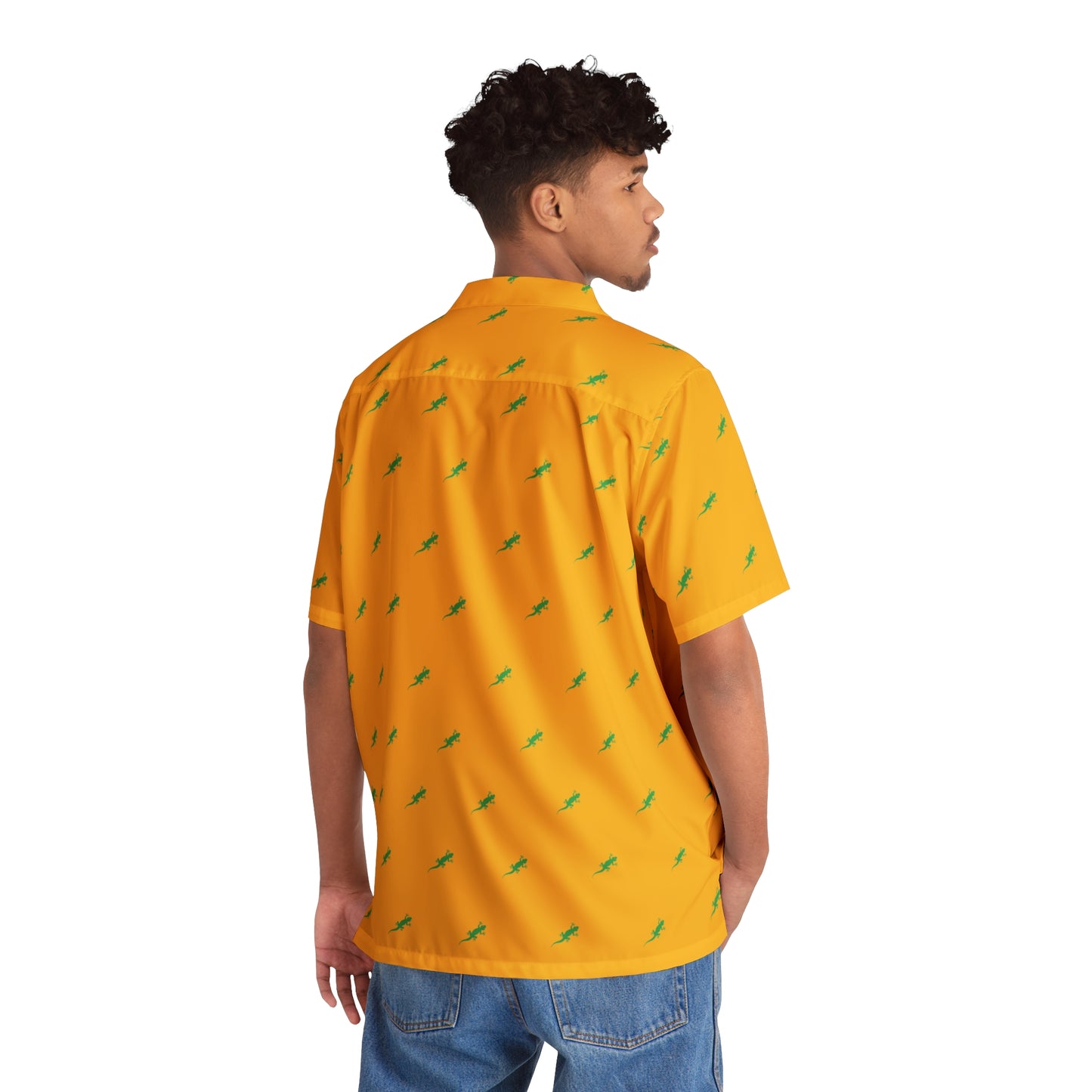 Gecko inu Hawaiian shirt yellow and green