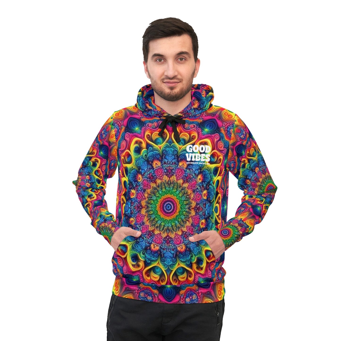 Mandala Print Hoodie with Good Vibes | Spiritual & Crypto-Inspired Clothing