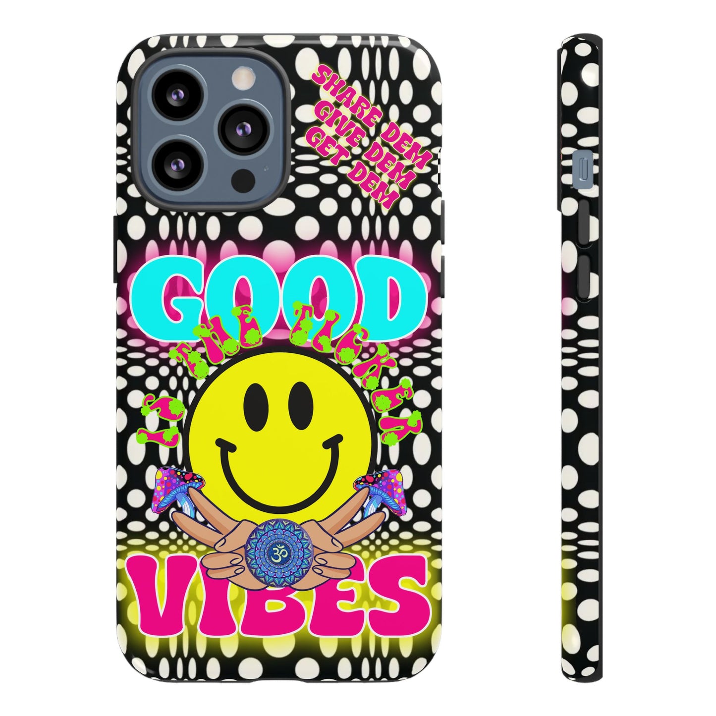 Positive Energy Phone Case – Psychedelic Optical Illusion Design with Good Vibes Smiley – Spiritual Crypto Merch