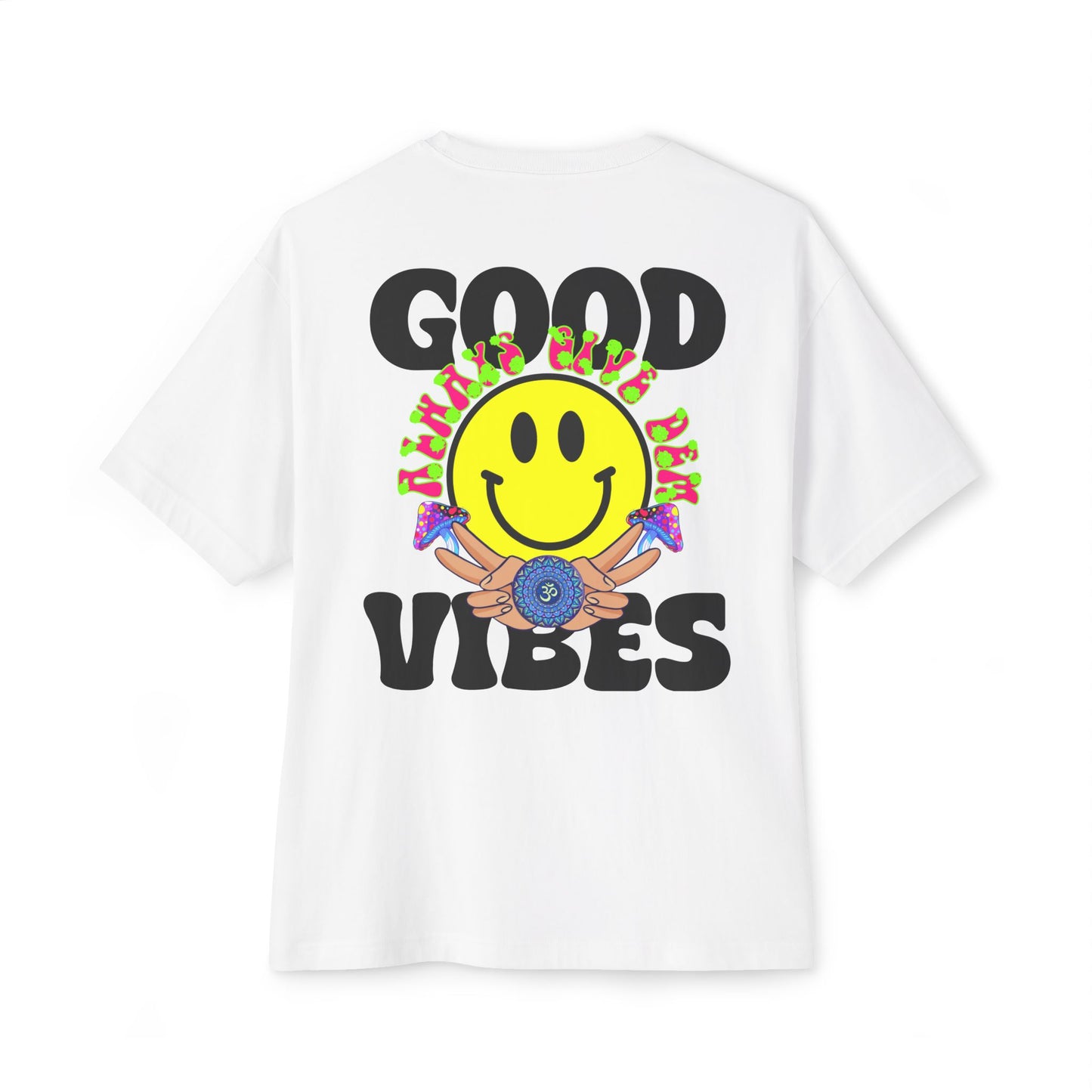 Unisex Oversized Good Vibes T-Shirt | Boxy Fit, Pastel & Neutral Shades, Spiritual Crypto Merch