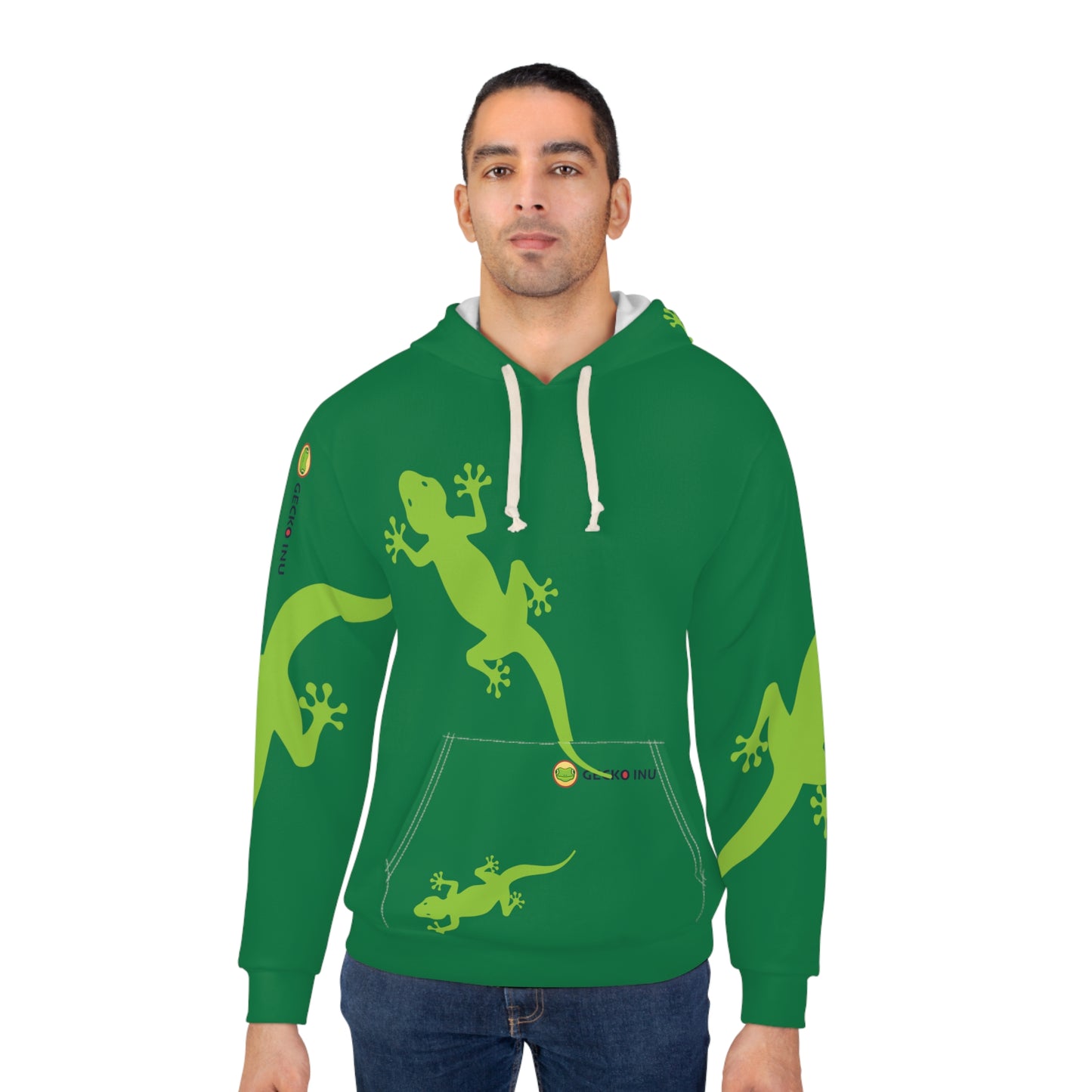 Gecko Inu print hoody dark green