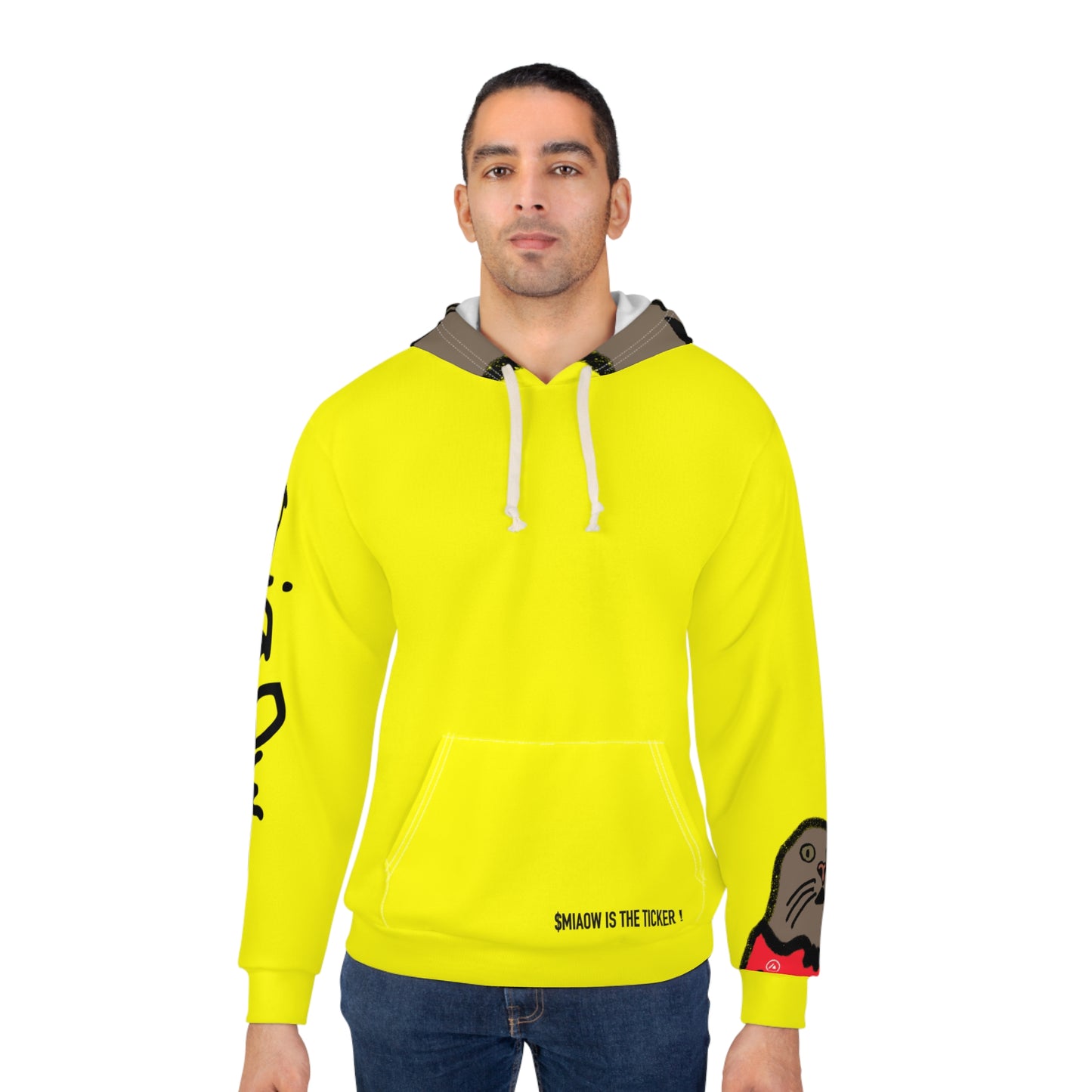 $ MIAOW hoodie with hood print - Yellow