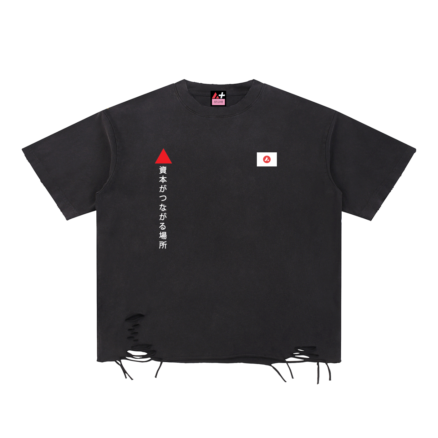 Avalanche Adoption Japanese Streetwear Washed Raw-Hem T-Shirt