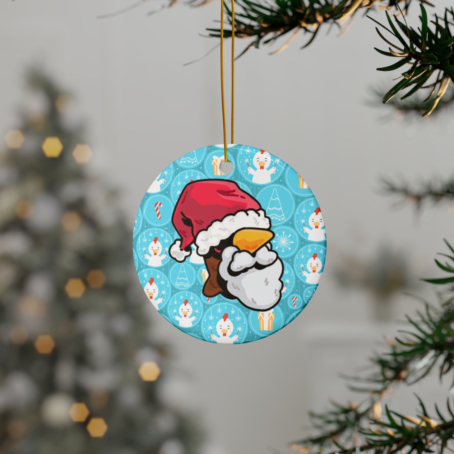 Coq Inu Christmas Decoration - Designed by Dano - Wrapping Paper Style