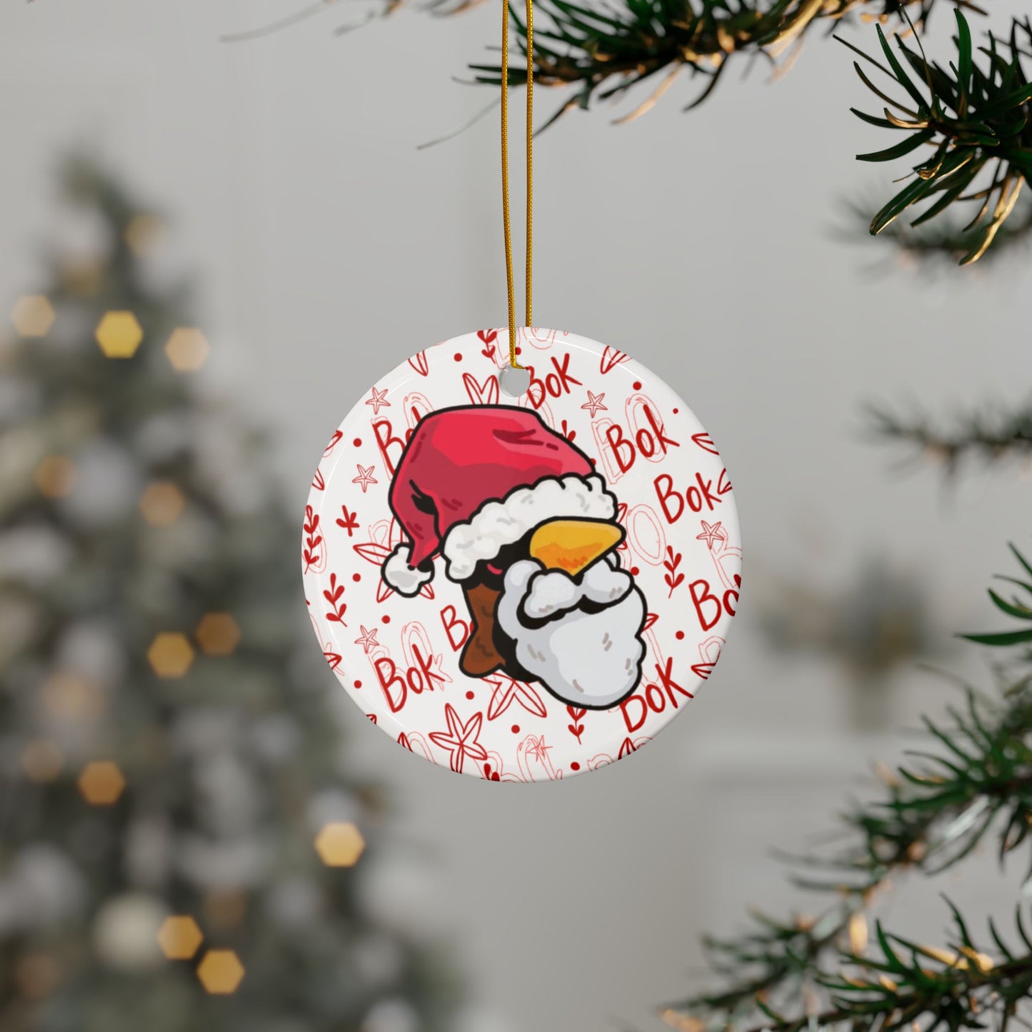 Coq Inu Christmas Decoration - Designed by Dano - Wrapping Paper Style