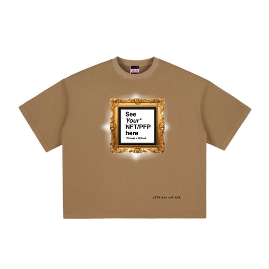 Vintage Boxy NFT T-Shirt (Washed Tobacco) – “nft’s are not art” Web3 Art Statement