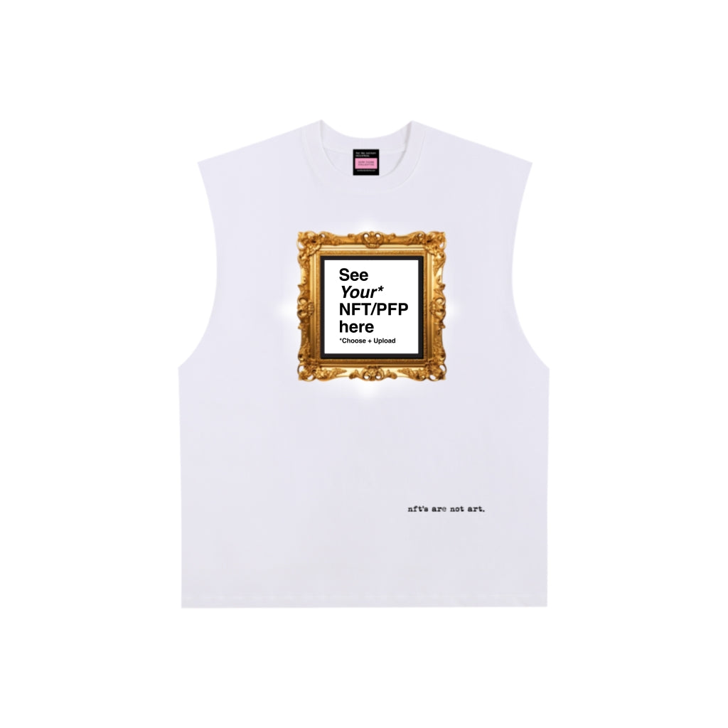 NFTS are not real art Boxy Rough Edge Sleeveless Tank White