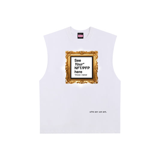NFTS are not real art Boxy Rough Edge Sleeveless Tank White