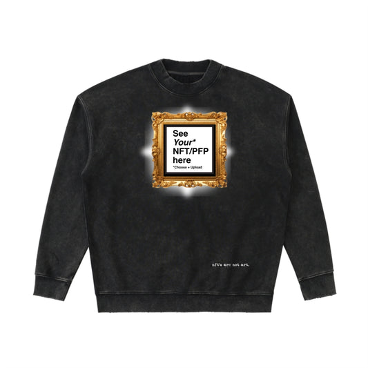 Oversized NFT Sweatshirt (Washed Black) – “nft’s are not art” Web3 Artwear