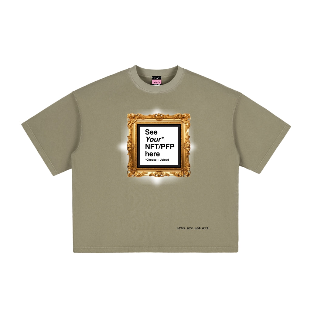 Vintage Boxy NFT T-Shirt (Washed Khaki) – “nft’s are not art” Blockchain Art Tee