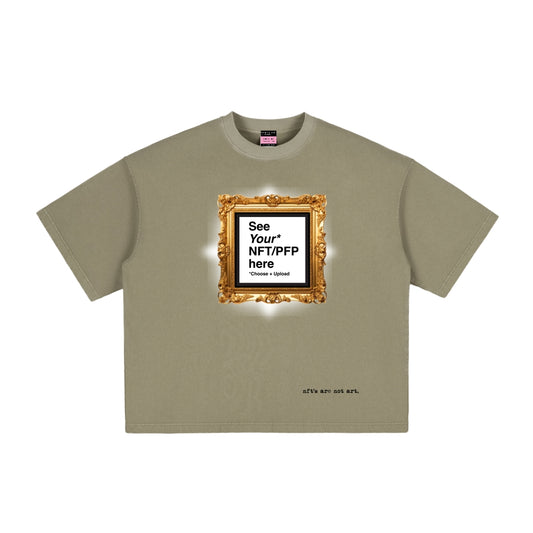 Vintage Boxy NFT T-Shirt (Washed Khaki) – “nft’s are not art” Blockchain Art Tee