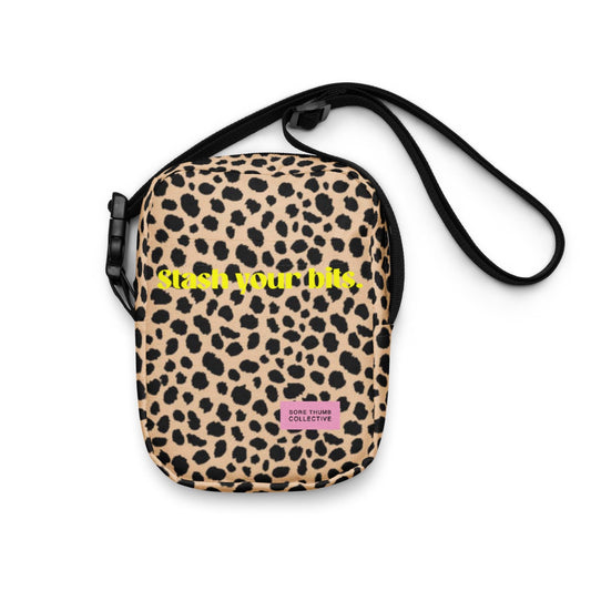 Leopard print crossbody bag, festival cross body, made from sturdy fabric, with adjustable shoulder strap