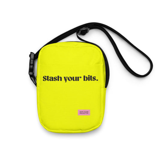 neon yellow crossbody bag, small shoulder bag with strap and inside pockets in fluorescent colour