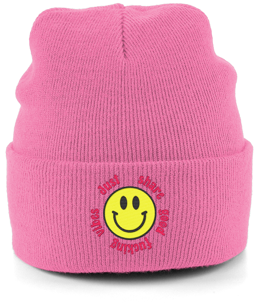 good vibes beanie pink