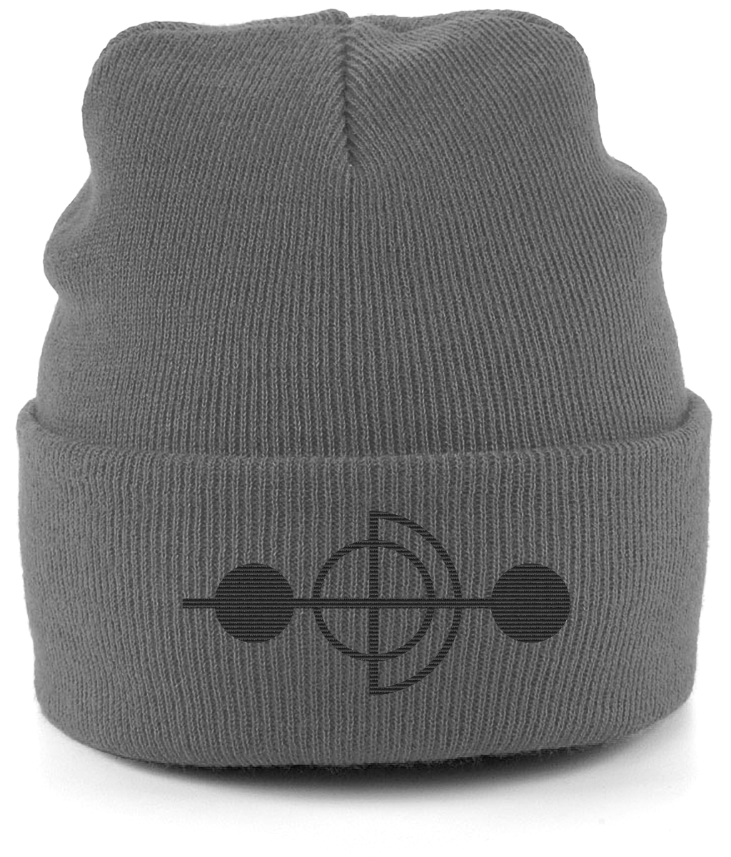 Cuffed Beanie 3 cities logo crop circle design BLACK