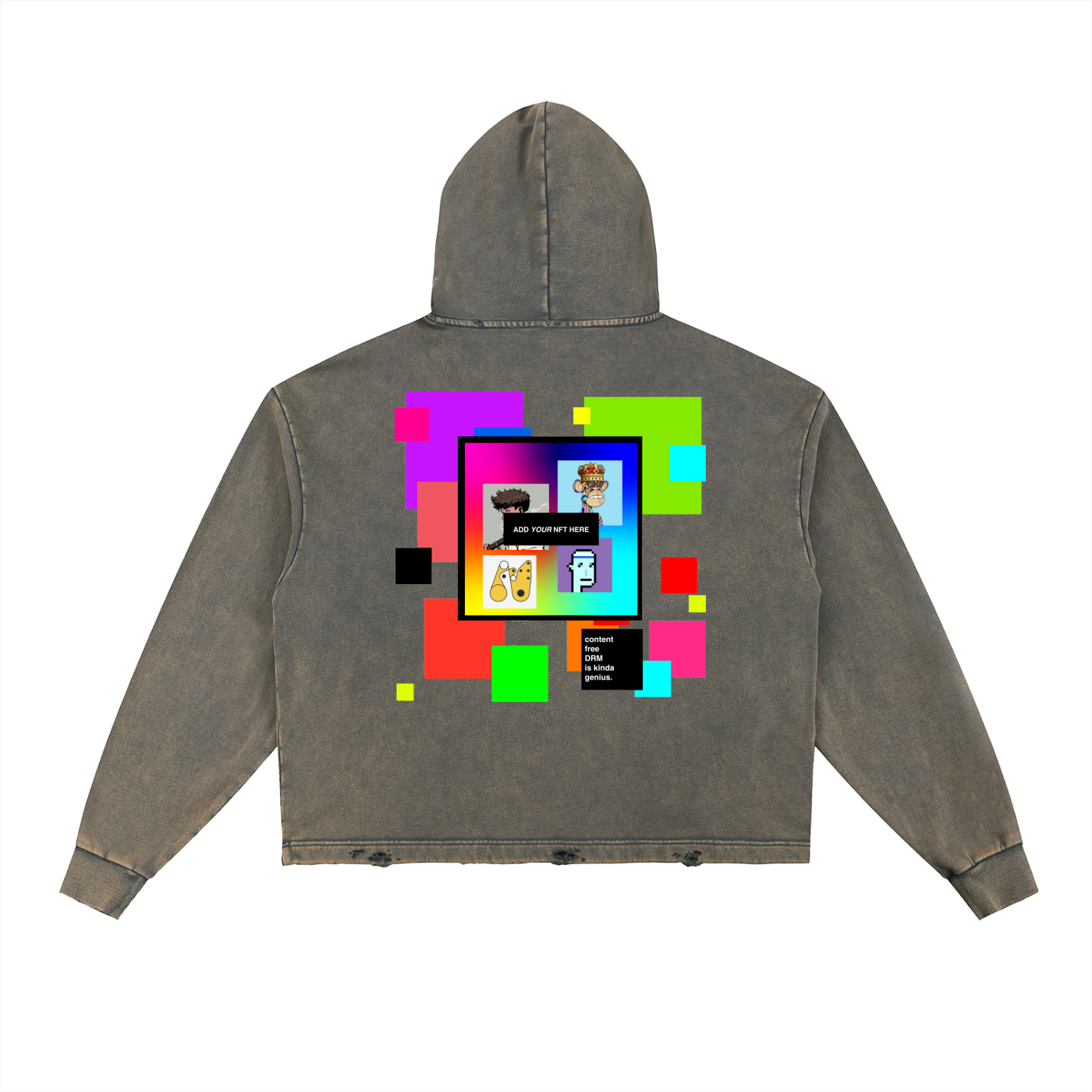 Content Free DRM - Custom NFT -   Frayed-Hem Hoodie