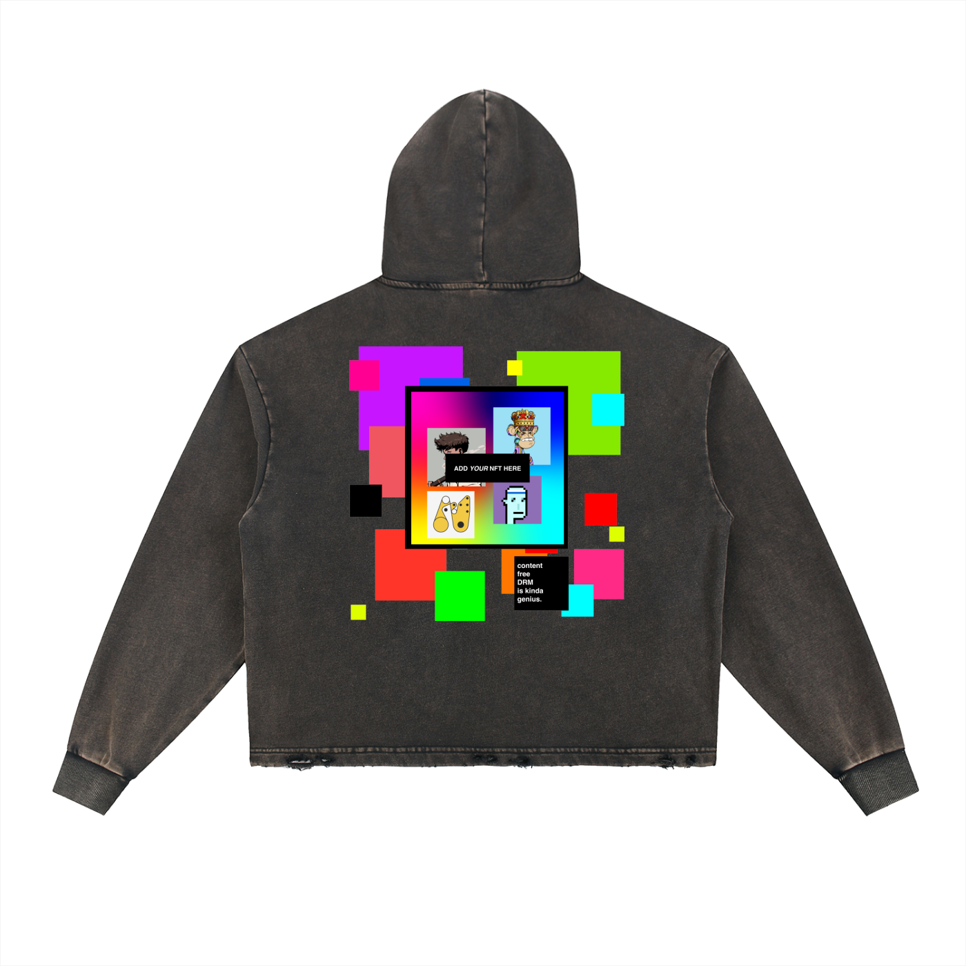 Content Free DRM - Custom NFT -   Frayed-Hem Hoodie