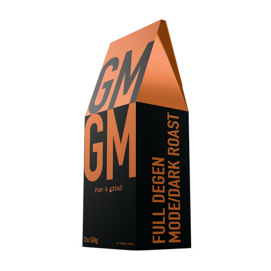 FULL DEGEN MODE — GM Coffee Dark Roast | Crypto Coffee Gift | NFT & Web3 Merch (12oz)