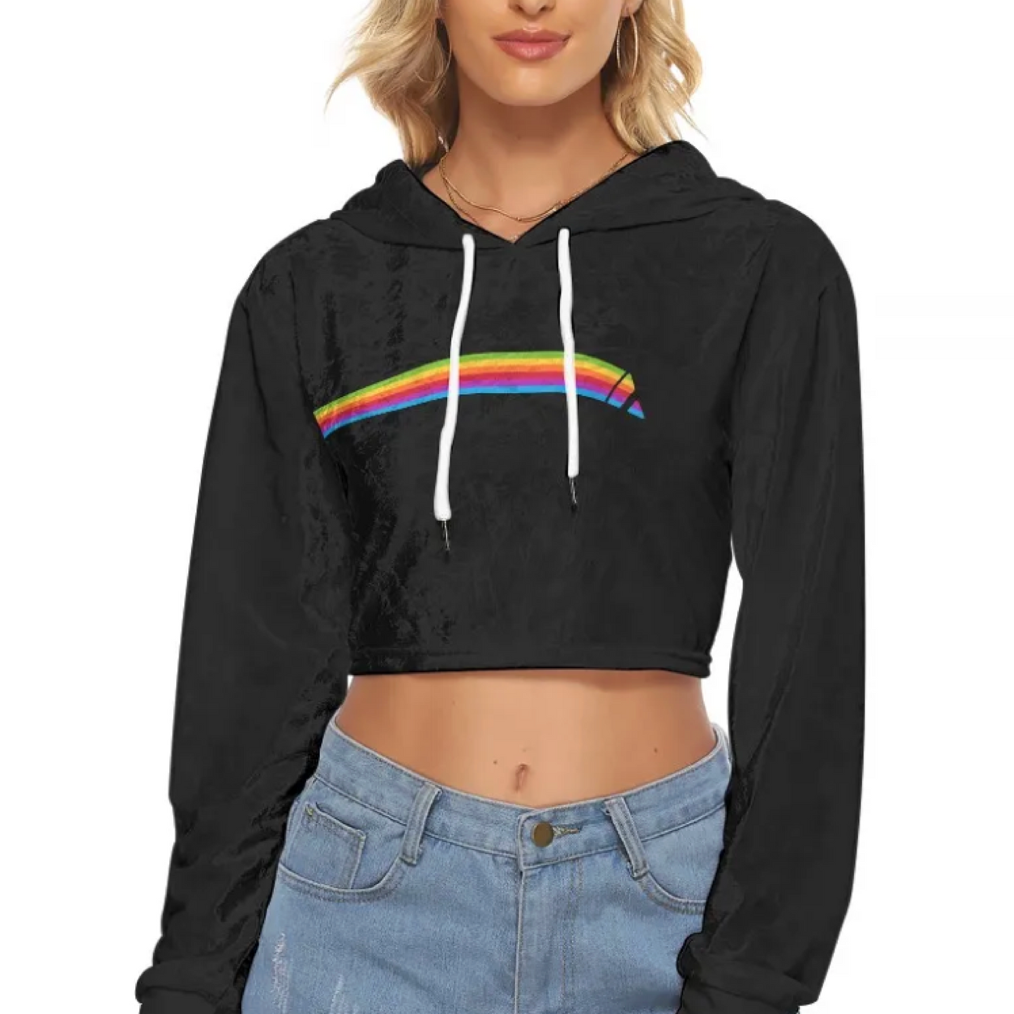 Avalanche Rainbow Velvet Crop hoodie
